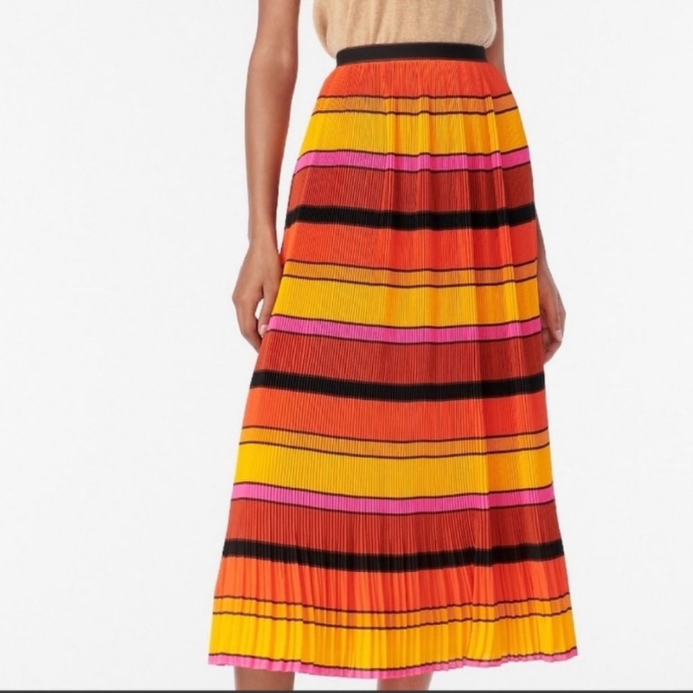 Colorful Striped J. Crew pleated midi skirt size 2.